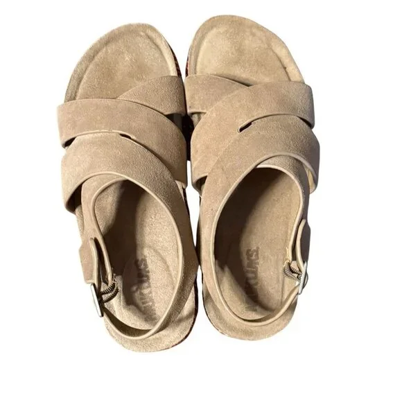 MUKLUKS Suede Strappy Platform Sandals Colorful Sole Womens Size 40 (9.5)  Adjus - Picture 4 of 10